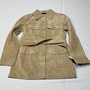 Rogue Genuine Leather by Reilly Olmes women Button Up Coat Jacket Mustard